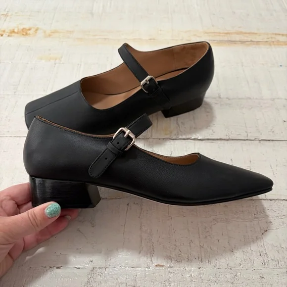 Huma Blanco Stella Mary Jane Pump EU size 38 Black Leather Pump Square Toe